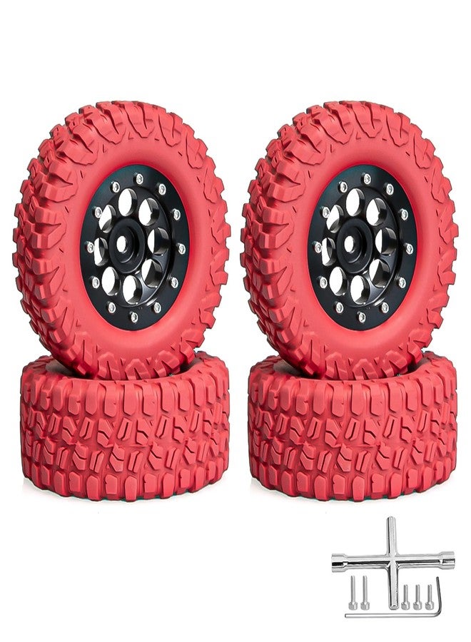 LRFHL SCX24 Wheels 1.3 Beadlock Wheel and Tires for 1/18 1/24 TRX4M SCX24 Upgrade, Colored 1.3 Crawler Tires RC Crawler TRX4M Wheels (4PCS, Red) - Image 1
